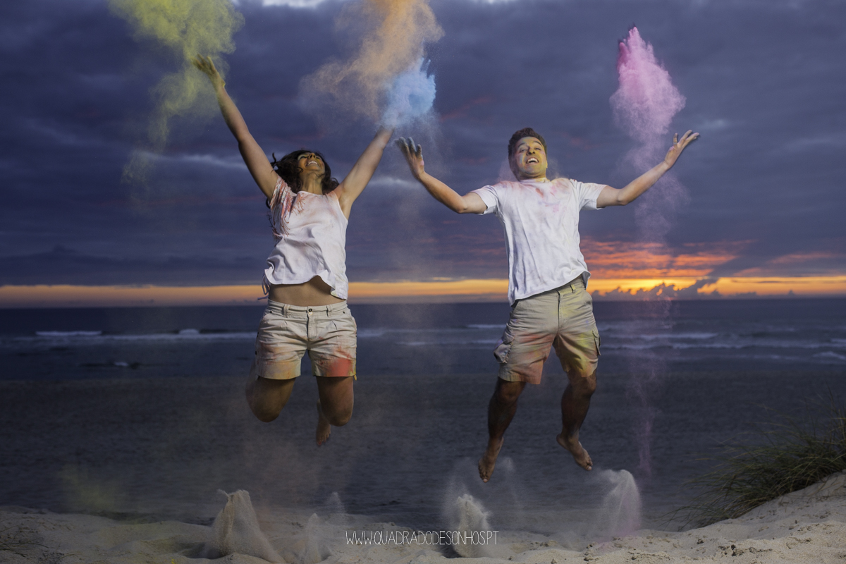 sessão com pós coloridos