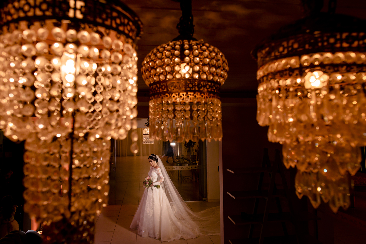 Fotografia dos noivos no buffet