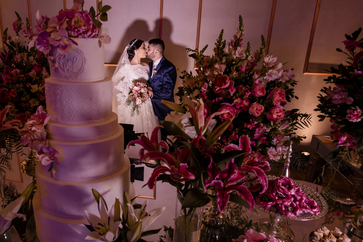 Fotografia dos noivos no buffet