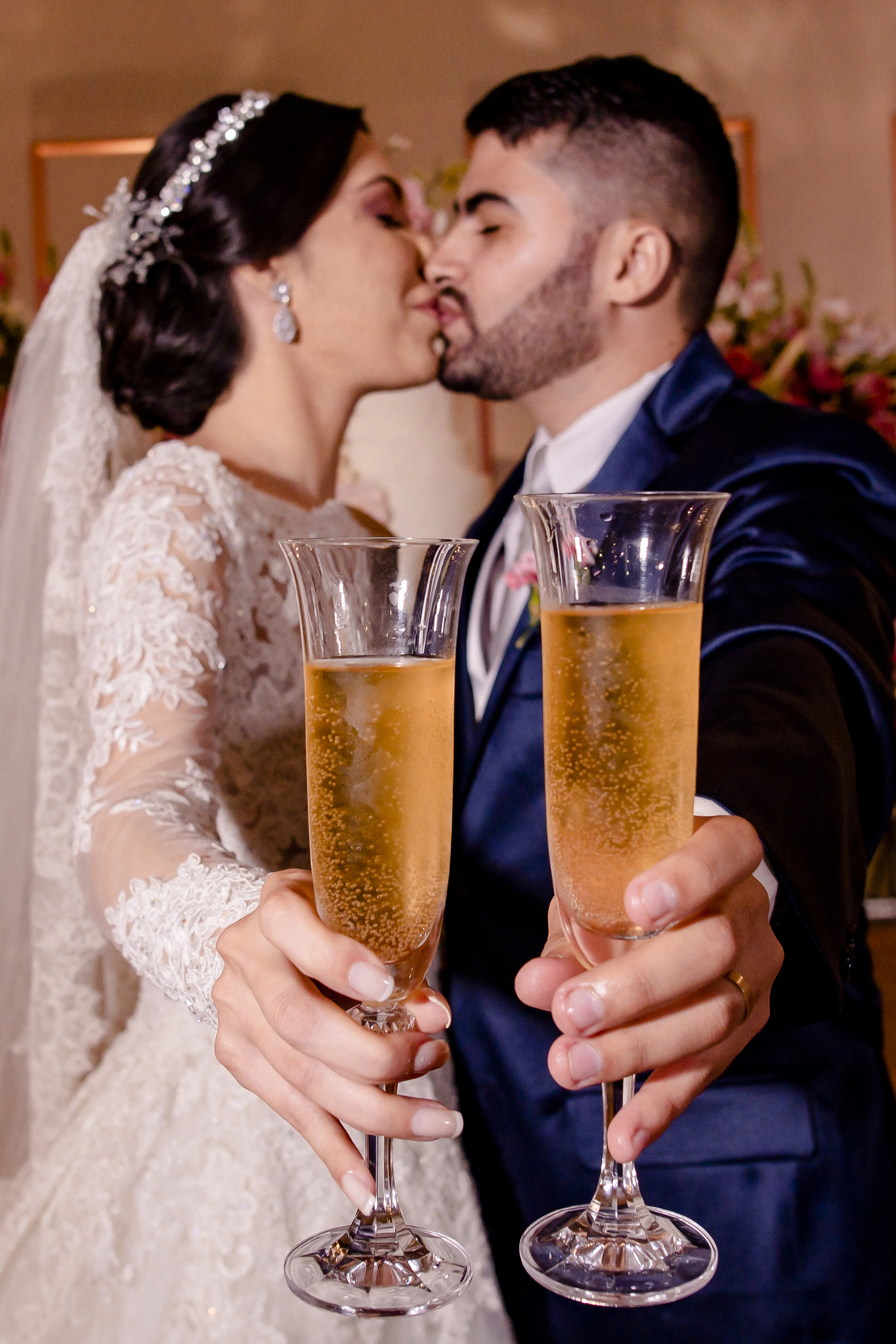 Fotografia dos noivos no buffet