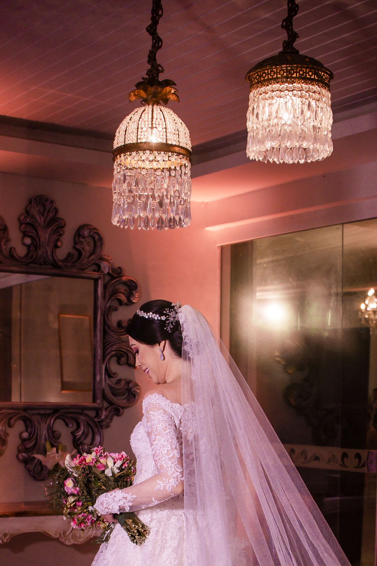 Fotografia dos noivos no buffet