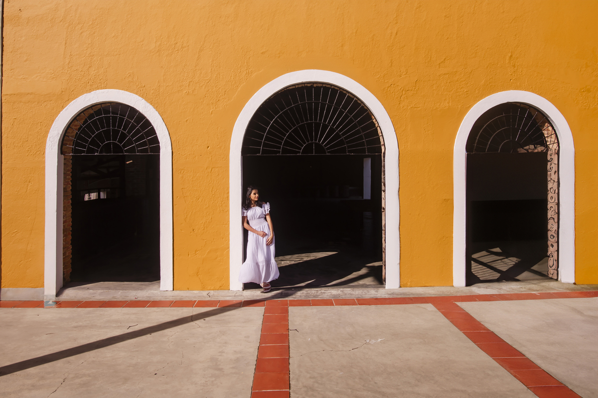 Ensaio debutante no campo