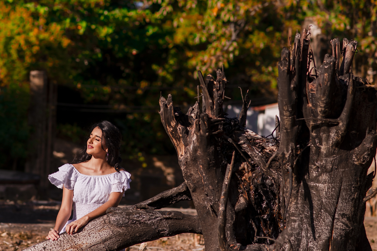 Ensaio debutante no campo