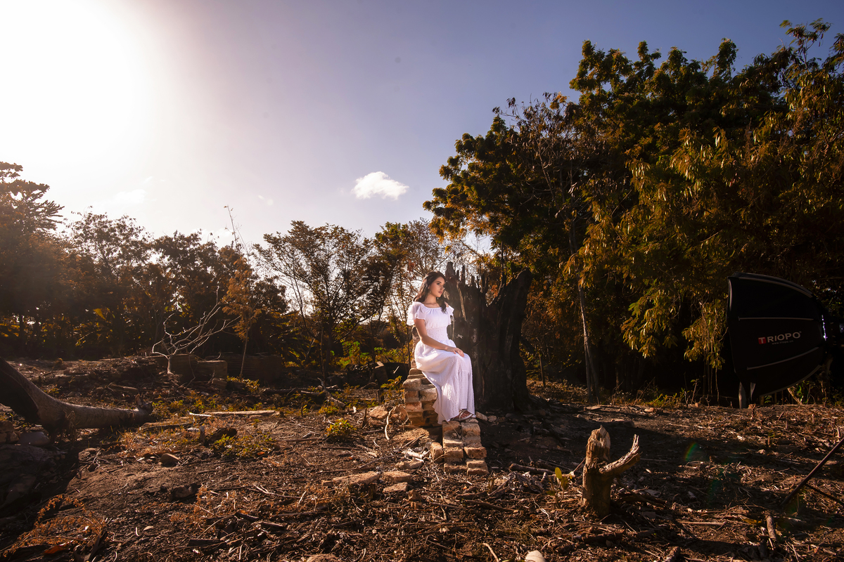 Ensaio debutante no campo