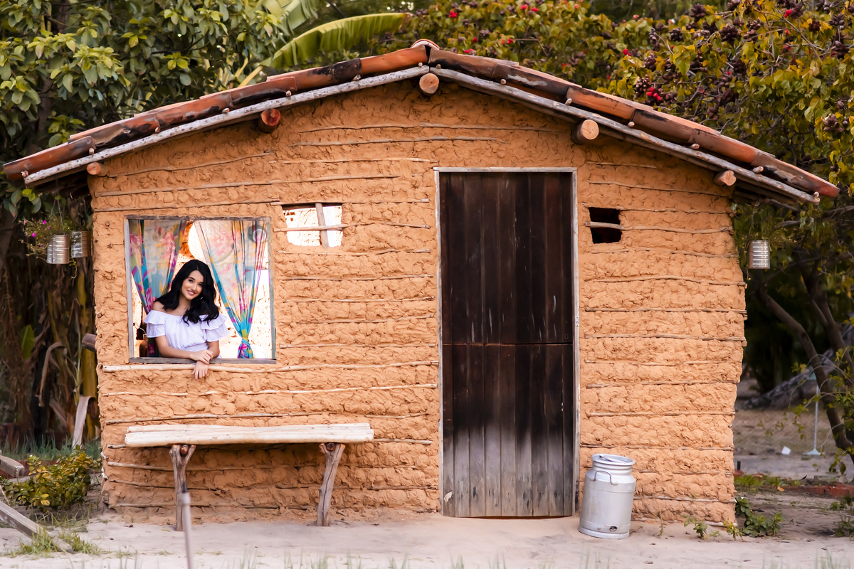 Ensaio debutante no campo