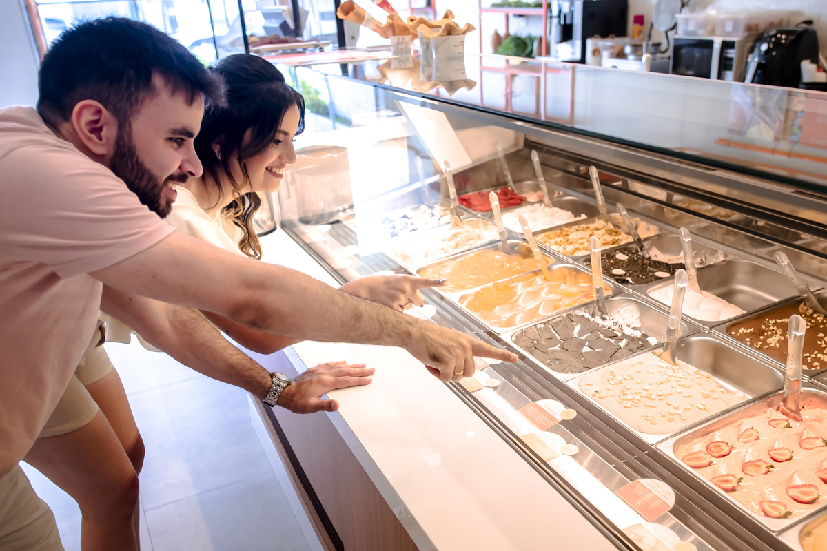 Ensaio fotográfico noivos na gelateria
