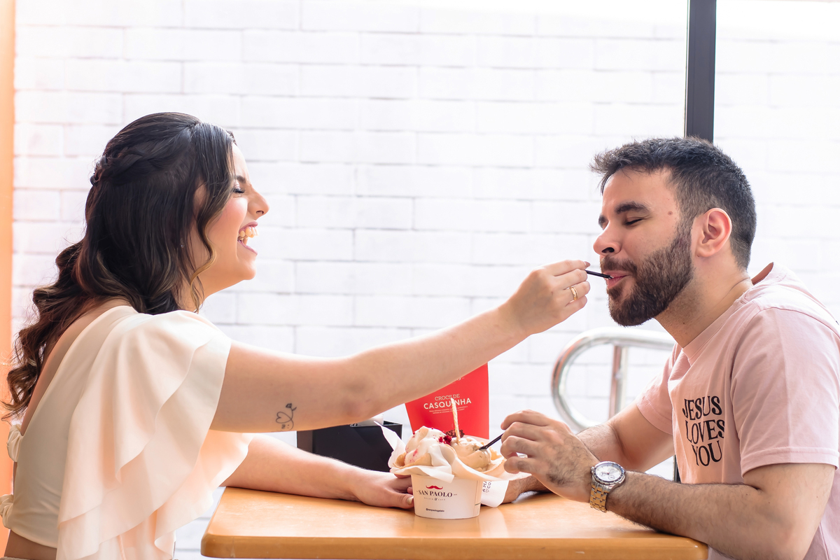 Ensaio fotográfico noivos na gelateria