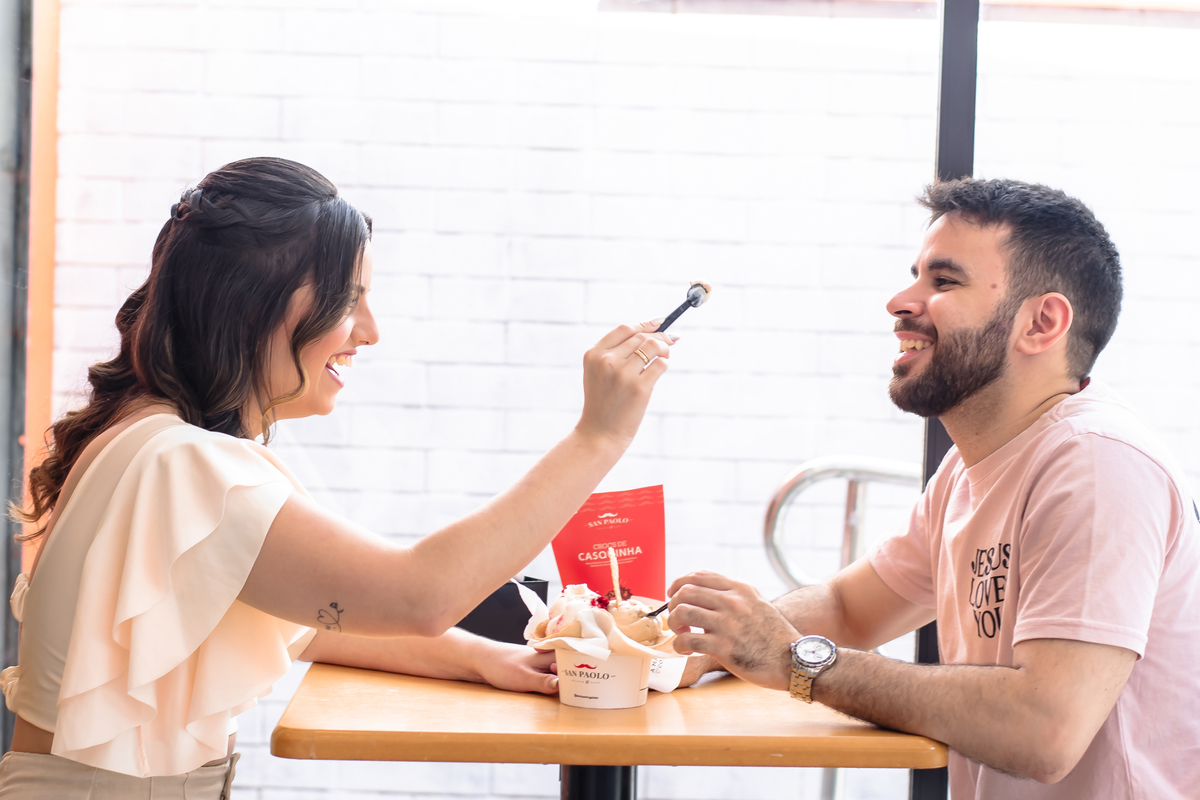 Ensaio fotográfico noivos na gelateria