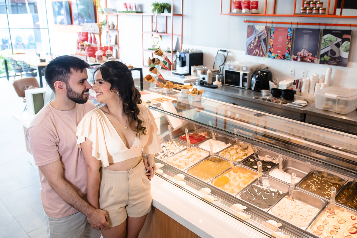 Ensaio fotográfico noivos na gelateria