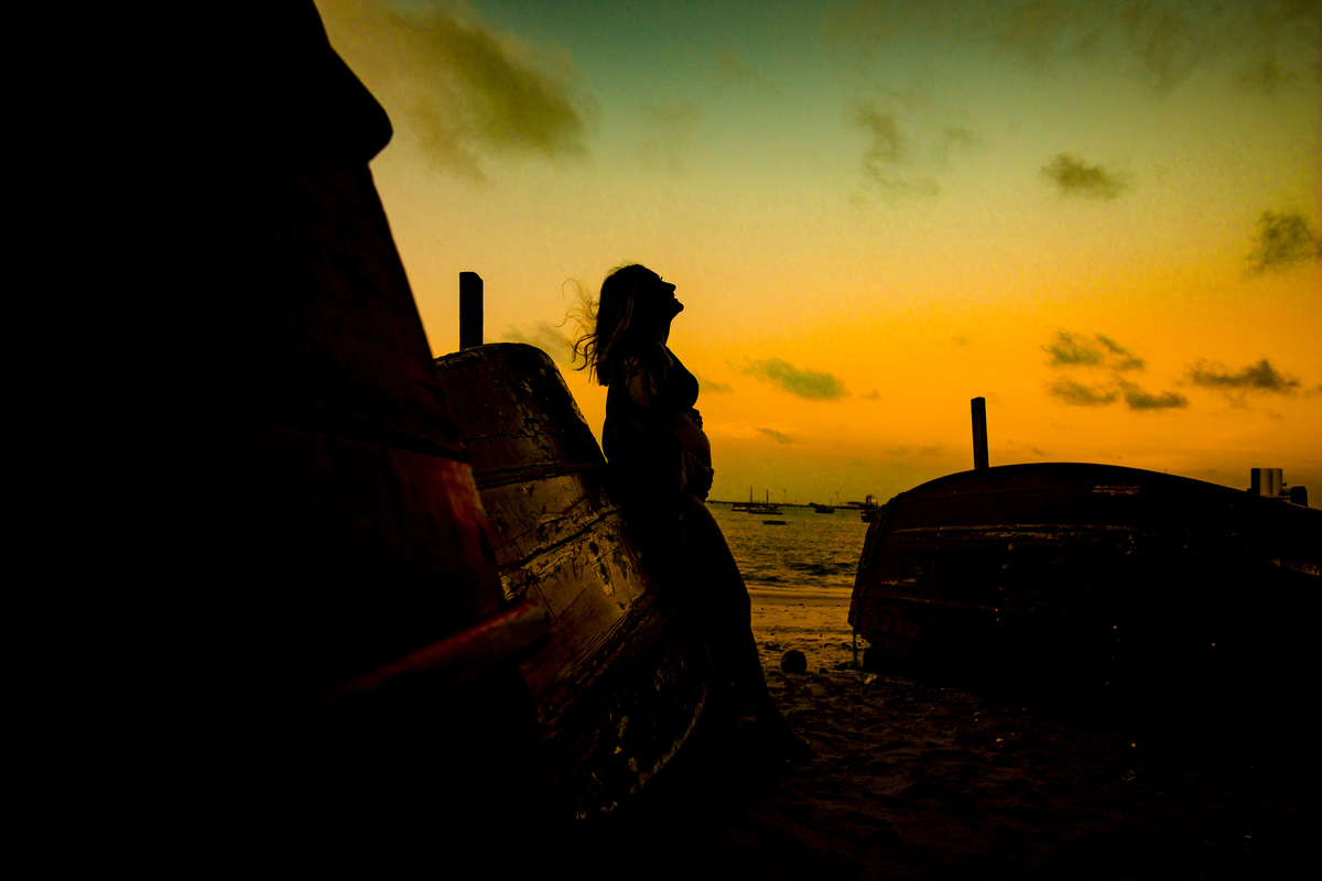 Ensaio gravida na praia