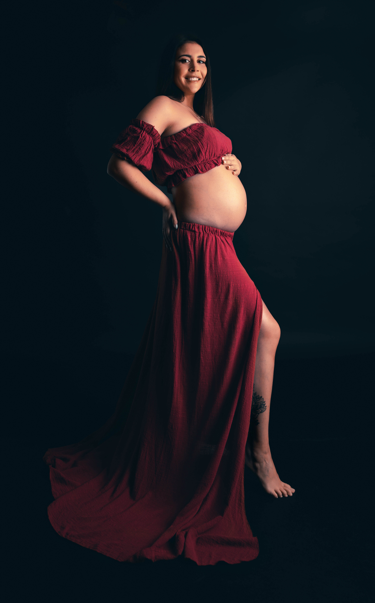 sessão de gravida vestido vermelho
