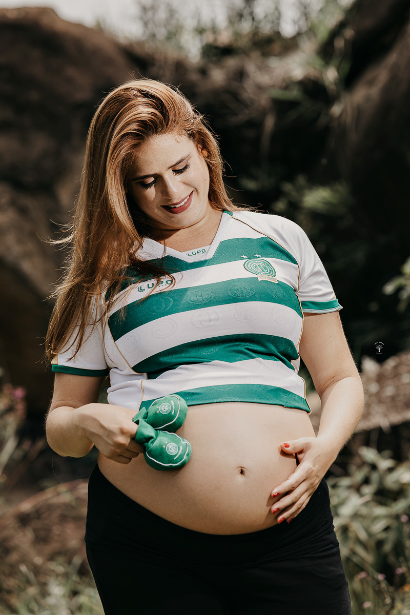 ensaio gestante mamãe torce para o time guarani futebol clube