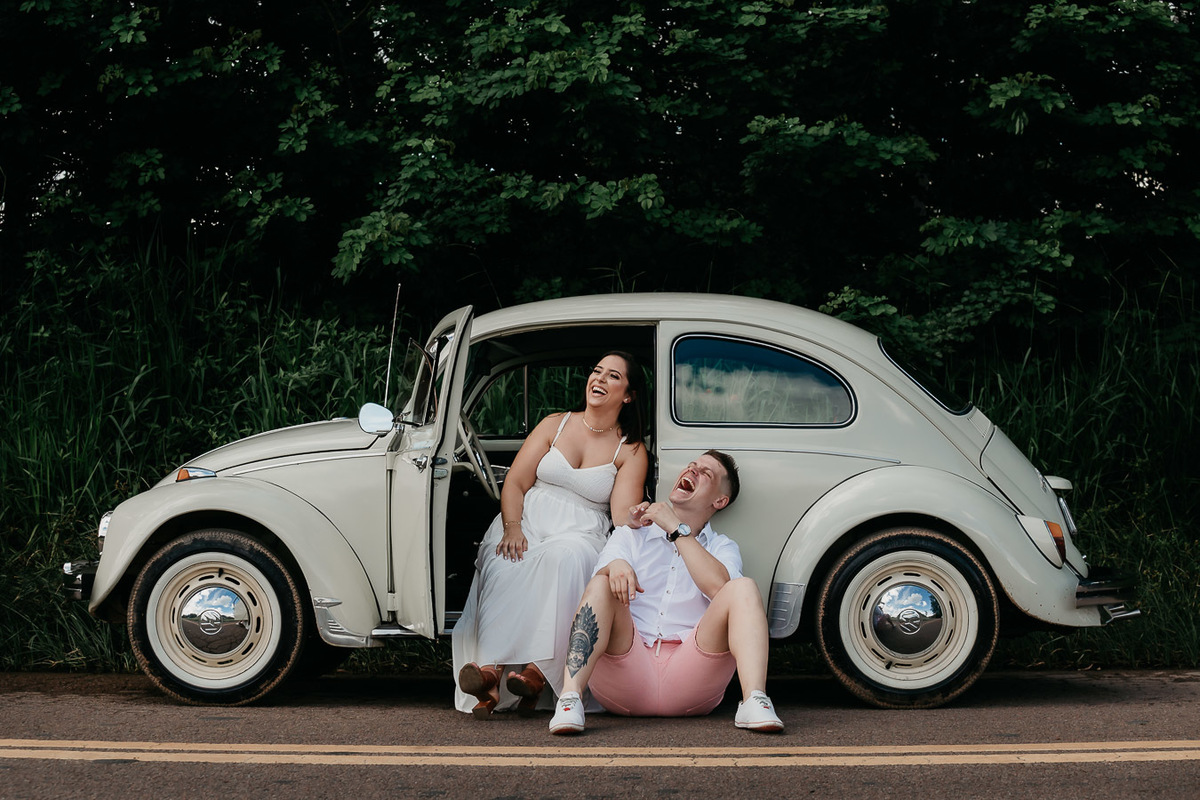 ensaio casal com fusca