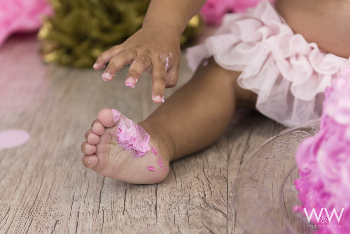 smash the cake são paulo estúdio wewfoto rosa dourado ensaio fotográfico menina 1 ano