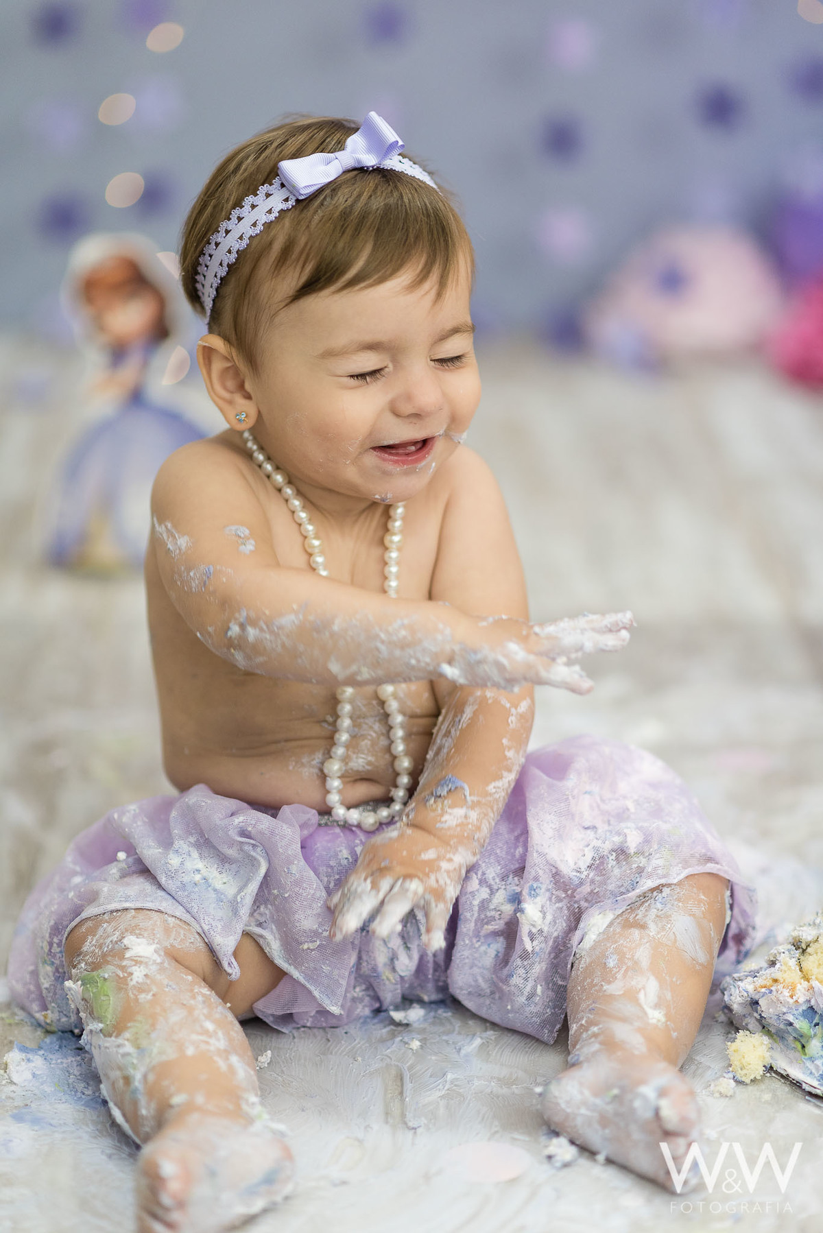 cake smash princesa sofia estúdio são paulo wewfotografia chácara santo antonio lilás