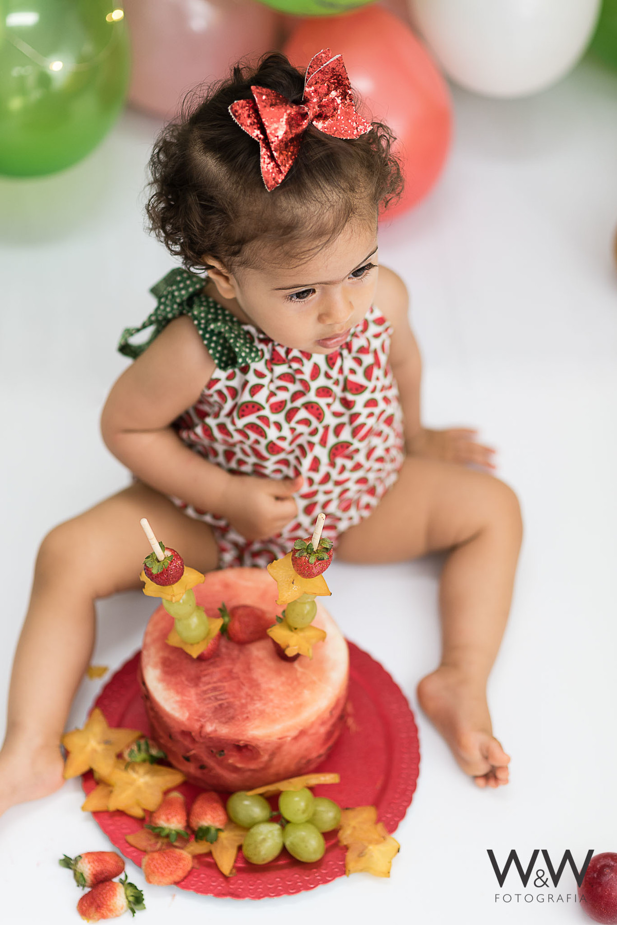 ensaio fruitsmash menina estúdio wewfotografia bolo melancia smashthefruit