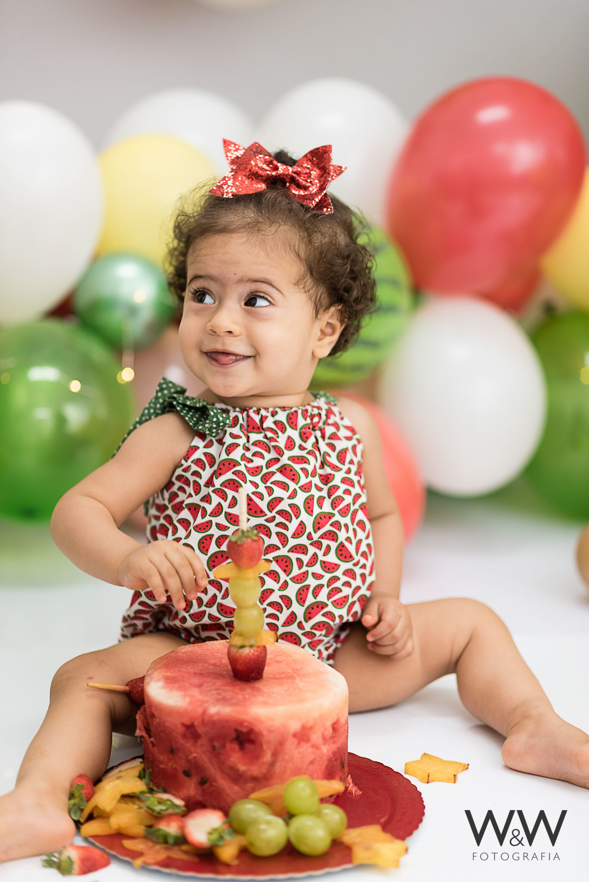 ensaio fruitsmash menina estúdio wewfotografia bolo melancia smashthefruit