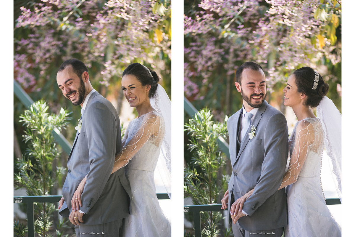 Casamento Laís e Fernando, Life Fotografia, Cyndi Omoto, Alex Oliveira, Chácara Santa Victória, Case de dia, Casamento Adventista, Fotografia espontânea, fotografia criativa, fotografia de casamento São Paulo, Retrato dos noivos,  noivos rindo
