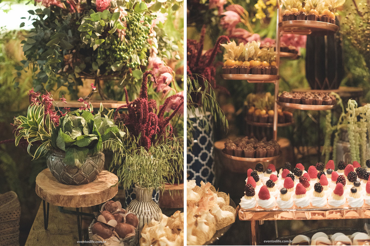 Casamento Marcella e Eduardo Life Fotografia Destination Photographers Cyndi Omoto Alex Oliveira Fotografia de casamento espontânea Sorocaba Oca Tupiniquim São Paulo decoração decor Nina Vintage Mesa do bolo Doces rústico