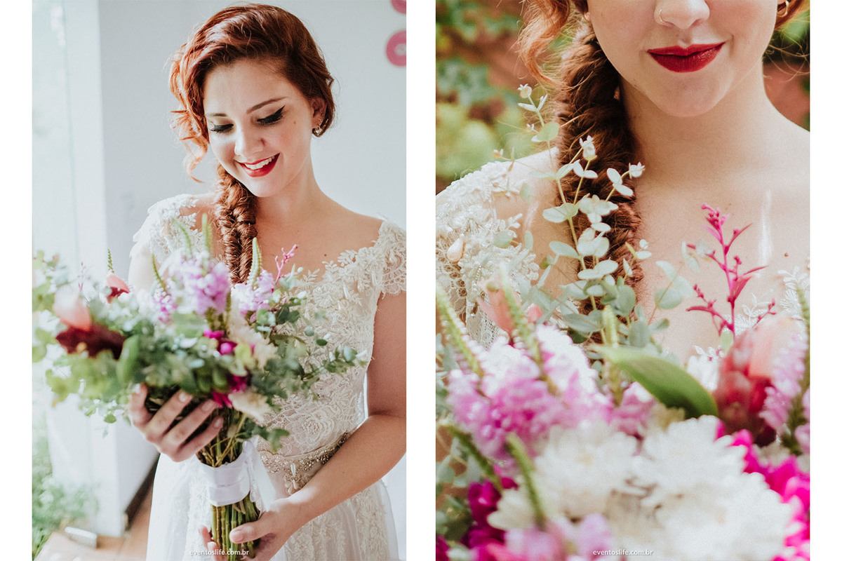 Fotografia de Casamento Sorocaba, Mini Wedding, Wedding, Capolino, Capolino Cucina Italiana, Editorial, Boho, Boho Chic, Vestido de Noiva, Buquê, Decoração Diferente, Ar Livre, Noiva, Life Fotografia, Noiva ruiva, Flores coloridas, Batom vermelho, Trança