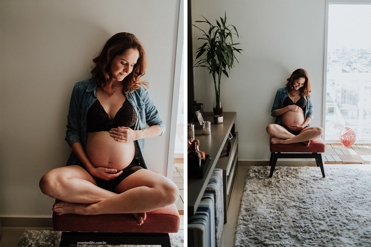 Ensaio Gestante, Sessão Grávida, Gravidez, Mamãe, Fotografia de Família, Sorocaba, Life Fotografia, Carinho de mãe, Gestante sentada, Mãe feliz, Grávida Feliz, Luz Natural, Foto espontânea, Ensaio em Casa, Ensaio Intimista, Decoração