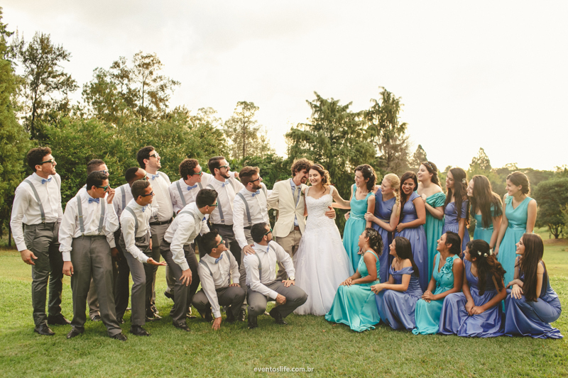 Fotografia de Casamento, Priscile e Jeferson, Life Fotografia, Melhor fotografo de Sorocaba, Case de dia, Sitio 3 sois e uma lua, Indaiatuba, Noivos, Casamento Adventista, Foto dos padrinhos, todos os padrinhos juntos, Foto de família, Família no casament