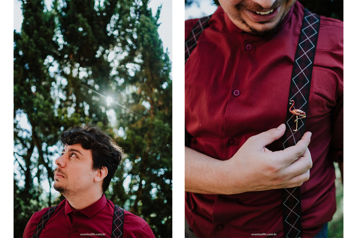Fotografia de Casamento Sorocaba, Life Fotografia, Lenna e Everton, Sitio João de Barro, Wedding, Mini Wedding, Mini Casamento, Noivos descolados, Casamento diferente, Casamento de dia, Camisa vermelha, Noivo, Flamingo, Broche , Making of, Natureza