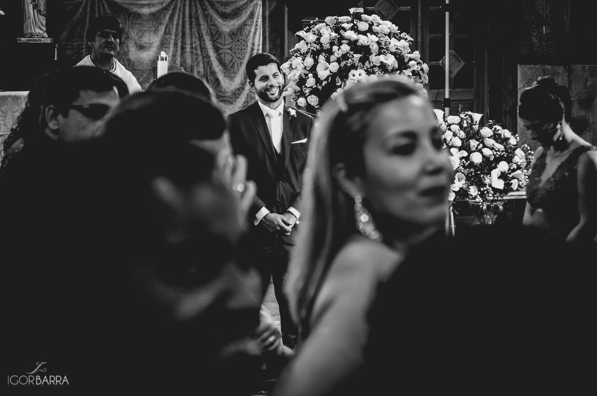 Noivo no altar, Casamento na Igreja São Sebastião, Flavia e Paulo, Juiz de Fora - MG