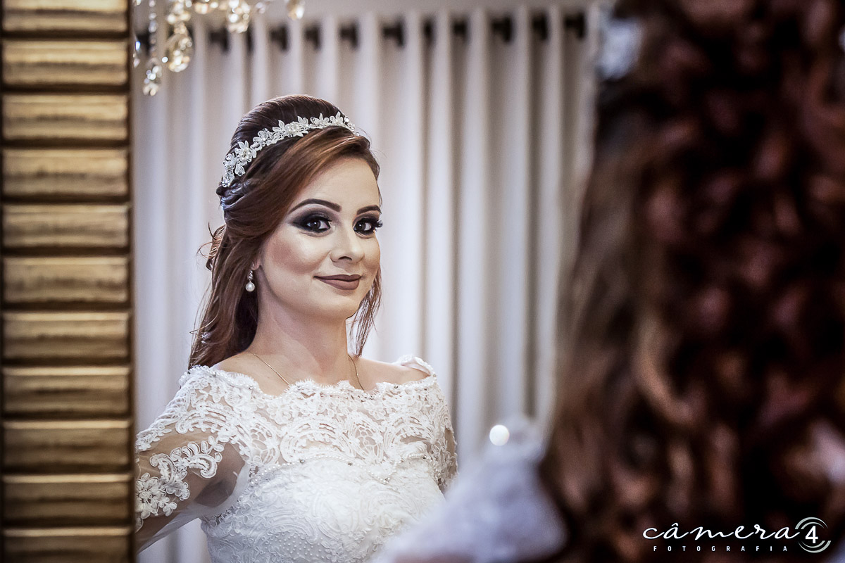 noiva no espelho durante making of