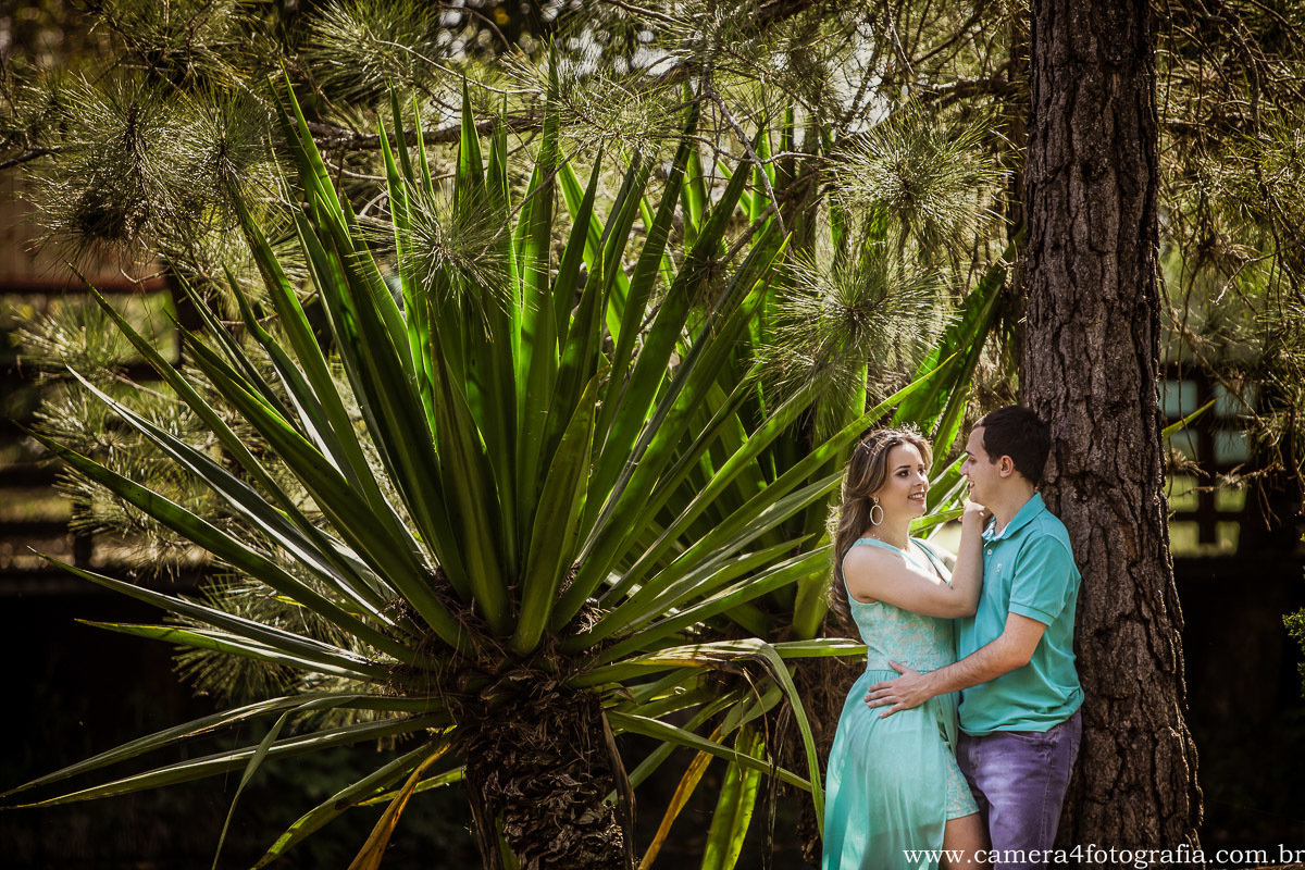 noivos no parque durante o ensaio pré wedding
