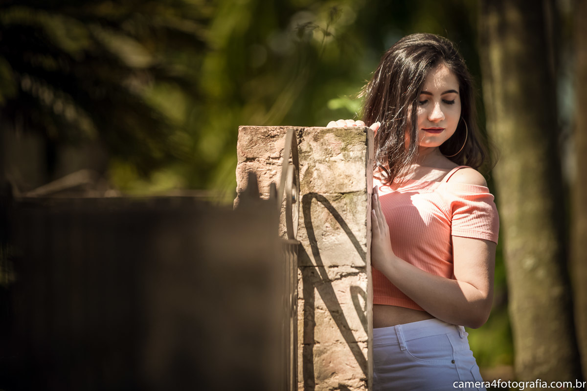 debutante no ensaio pre aniversário-de-15-anos na natureza