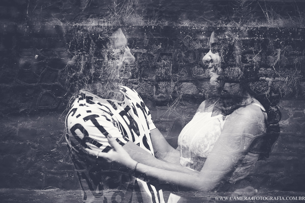 dupla exposição no ensaio de noivos