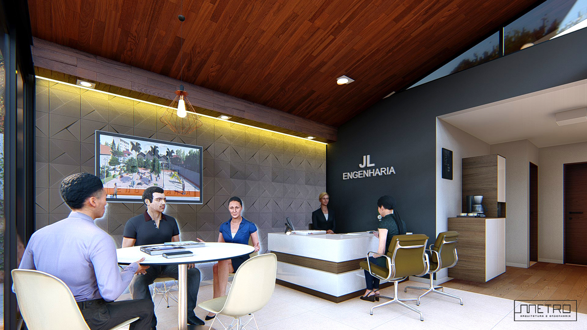 recepção de sede de empresa de engenharia.