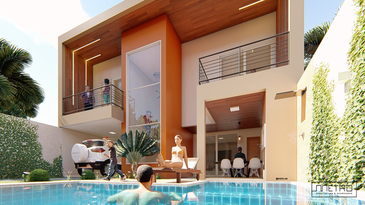fachada com piscina