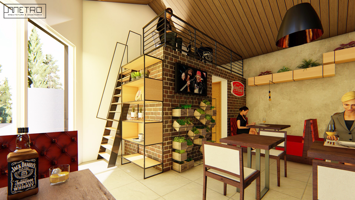detalhe de restaurante mezanino