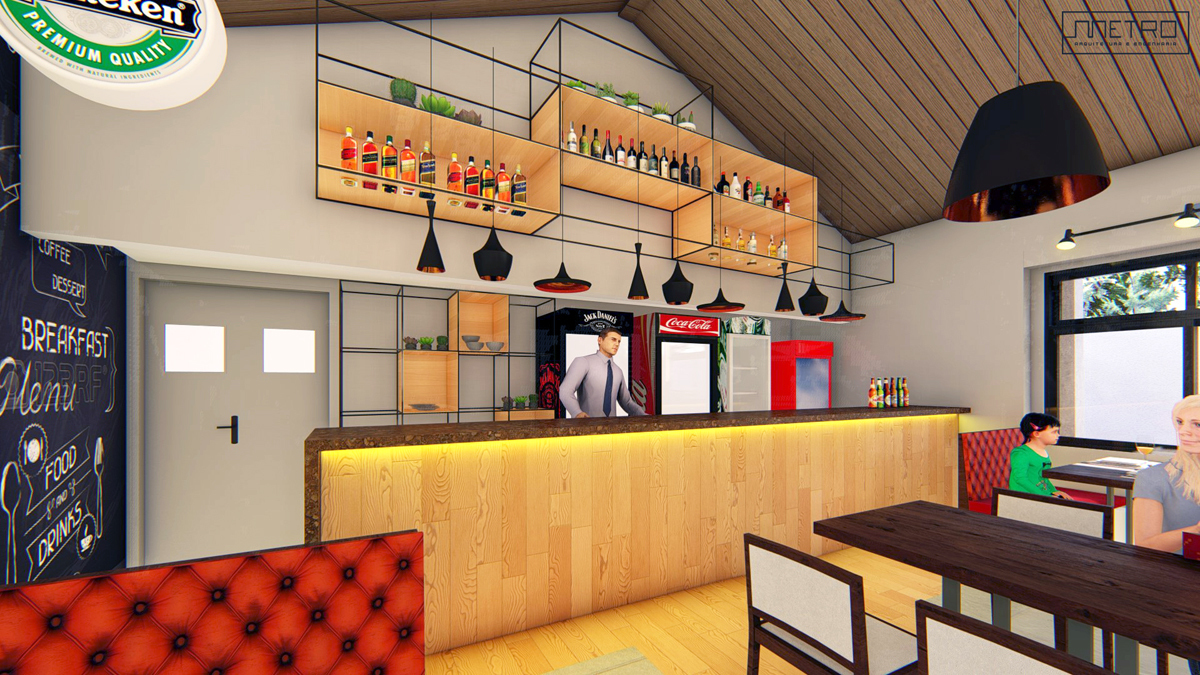 detalhe de balcão de restaurante