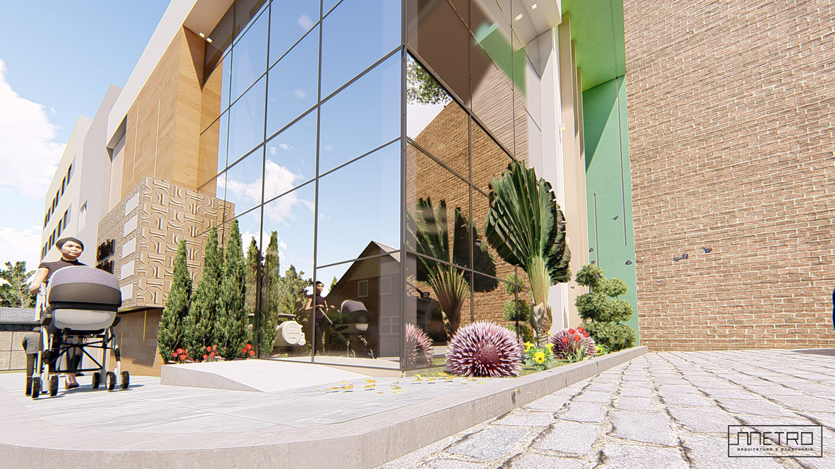 detalhe de fachada de clinica