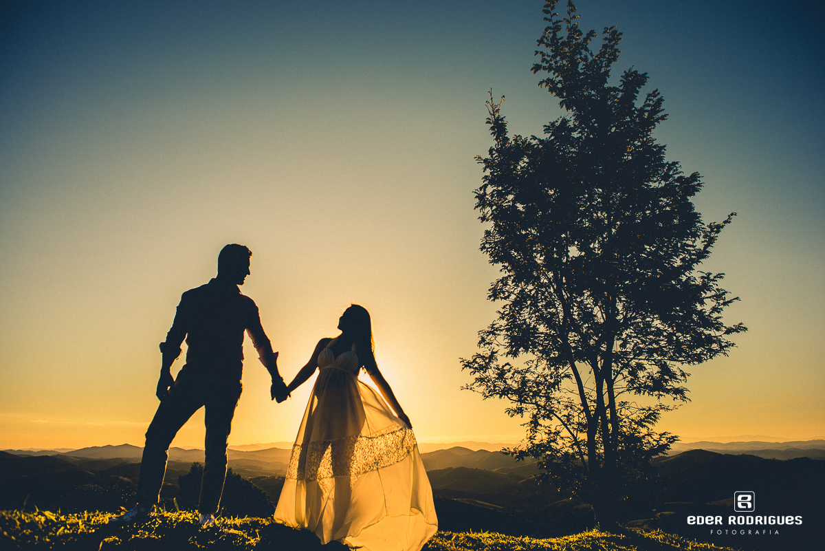 Grávida e papai pôr do sol do Lavandário