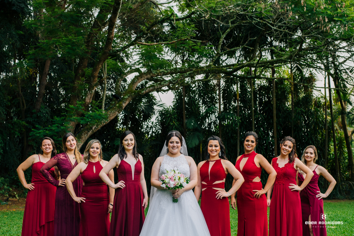 madrinhas e noiva espaço verde vale