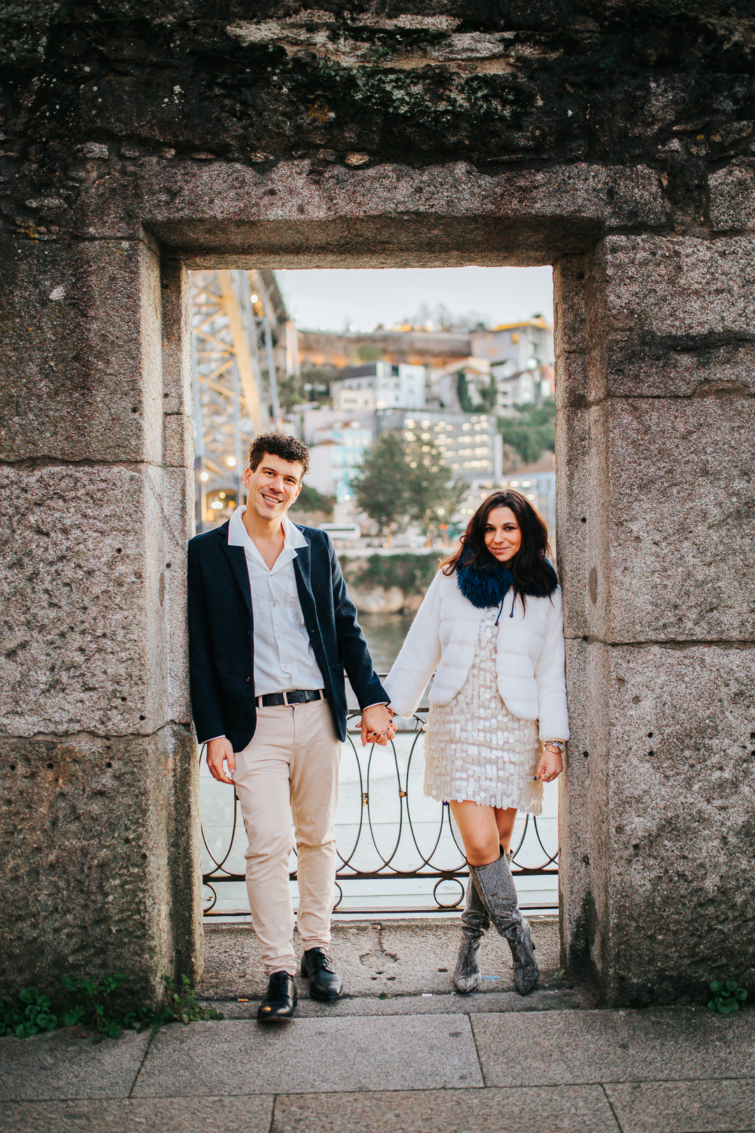 Ensaio de casal Vanessa e Thiago na Ponte D. Luís I - Porto