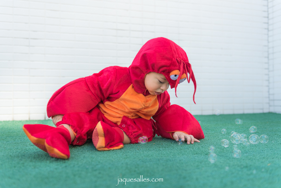 boy bebê vestido de lagosta