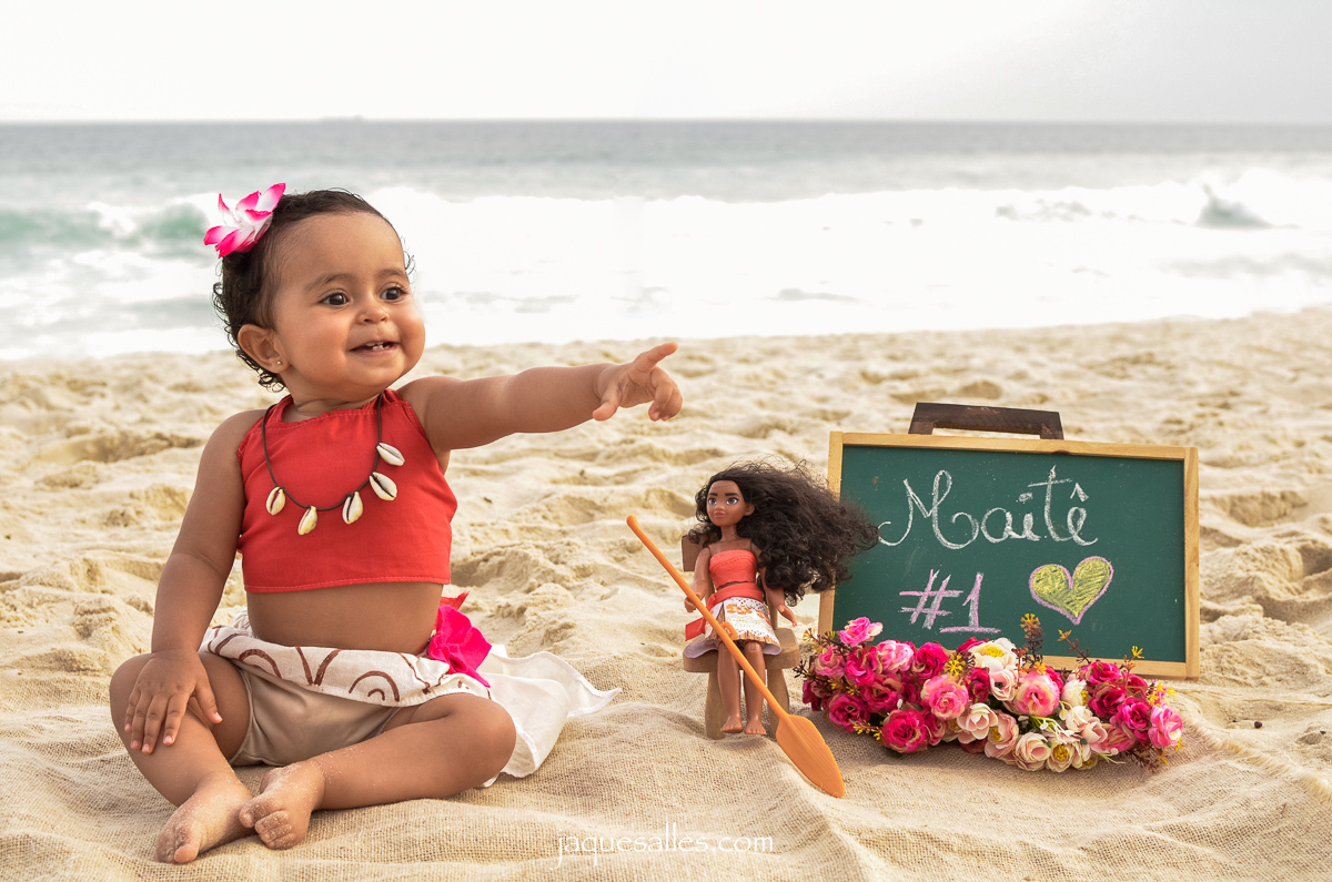 Ensaio fotográfico na praia Smash the Cake Moana
