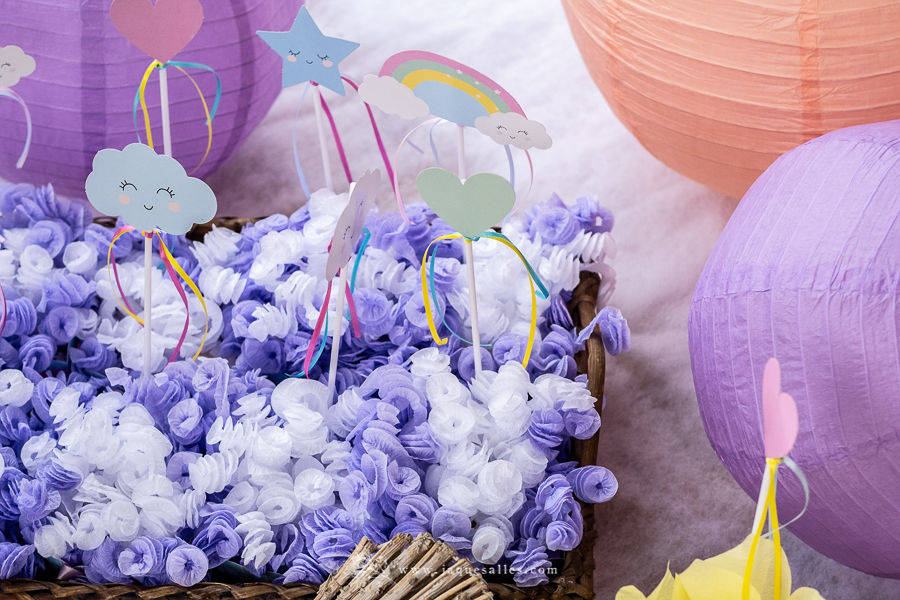 Idéias de Decoração para Festa de 1 Ano com o Tema Infantil Chuva de Bençãos. Fotografia de Jaque Salles