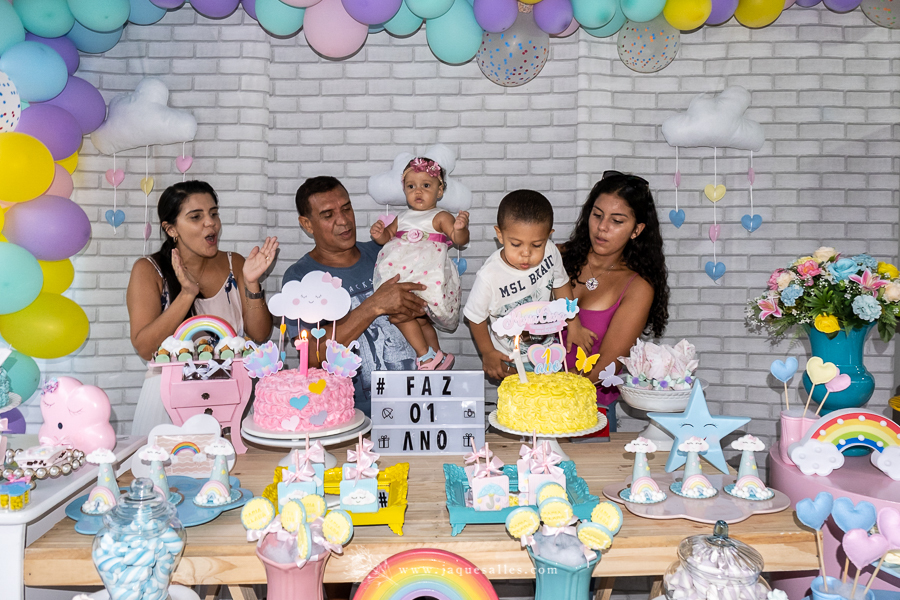Festa de 1 ano com o Tema Infantil Chuva de Bençãos. Fotografia de Jaque Salles