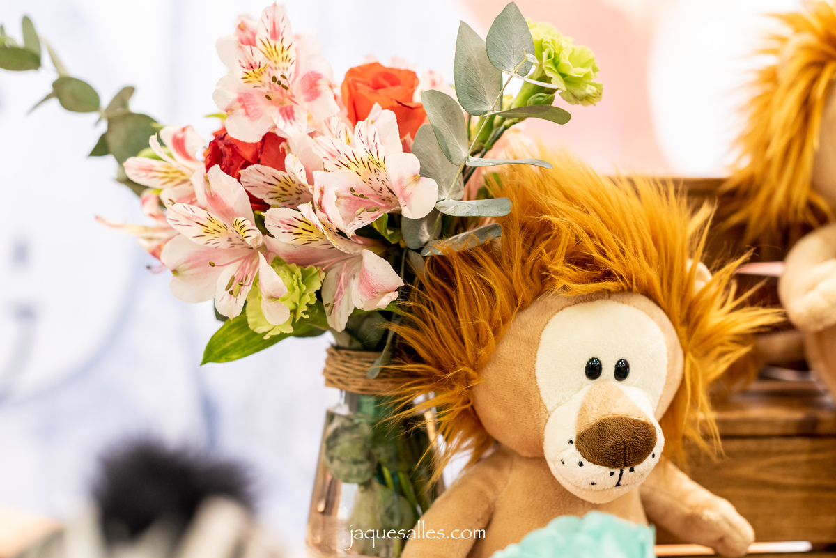 Fotografia de decoração de festa infantil de um ano menina tema Safari Baby 