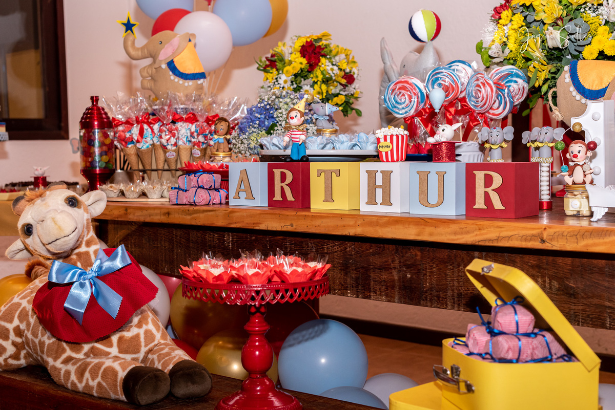 Idéias de decoração e bolo para festa circo vermelho menino. Fotografia de Jaque Salles