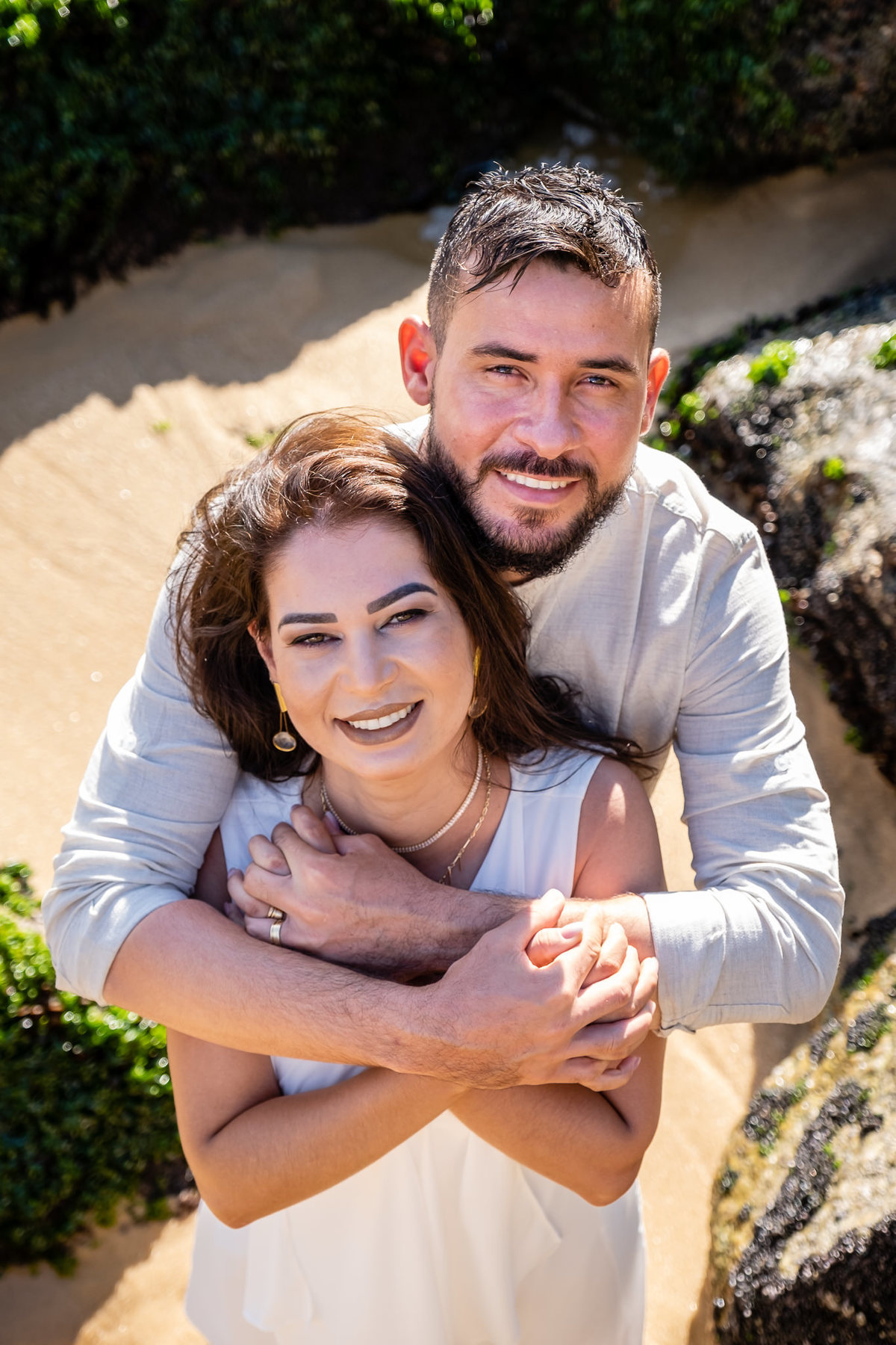 Ensaio fotográfico pré wedding Natielly e Romário na praia da Urca, Pão de Açucar - RJ. Imagens da fotógrafa de casamento e famílias Jaque Salles