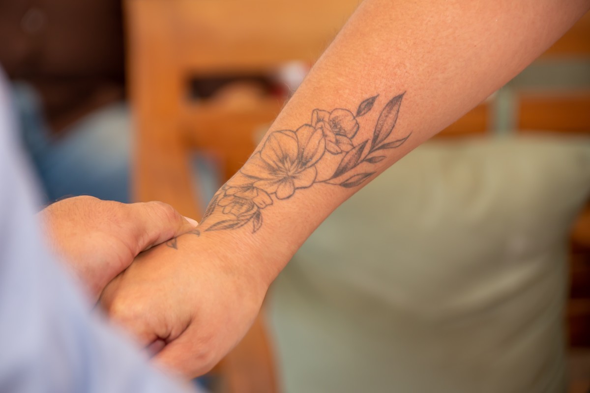 Aqui fiz fotos de detalhes da noiva suas tatuagem 