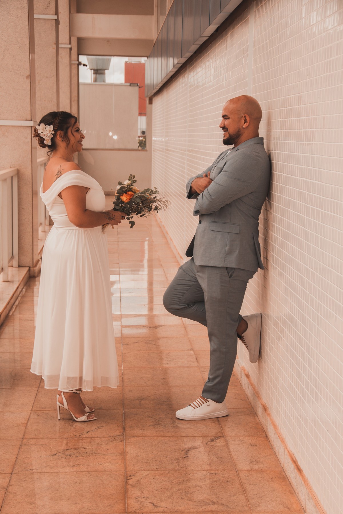 aqui fiz um pouco do estilo  street wedding no corredor 
