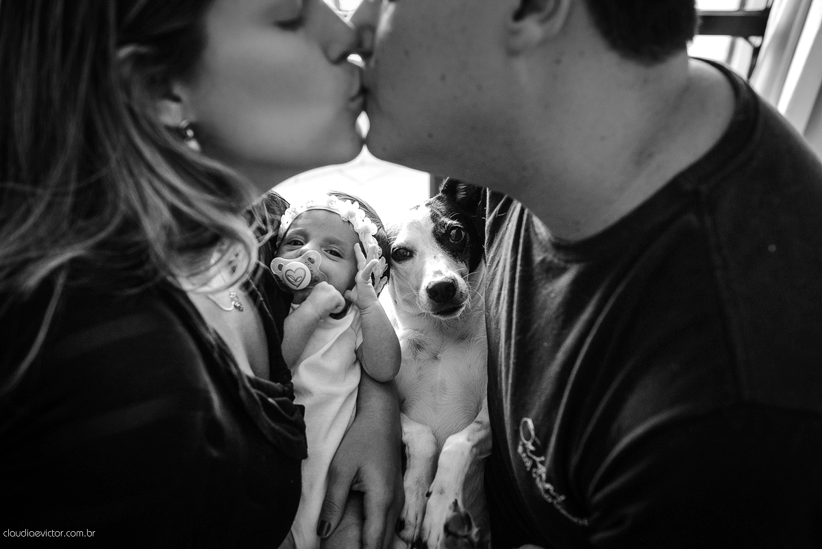 Ensaio fotográfico de newborn realizado em vitoria, espirito santo. Book infantil lifestyle por fotógrafos de casamento em Vila Velha fotógrafos de casamento em Vitória fotógrafos de casamento em Serra com bebe, familia feliz e cachorro